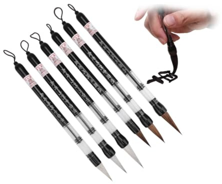 6 pcs Piston Remplir Stylo De Brosse À Eau Chinoise, Stylo De Calligraphie Japonaise Chinoise Pour Débutant Peinture Pinceau Réutilisable Dessin Stylo Fournitures Scolaires