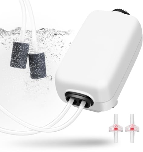 AQUANEAT Aquarium Air Pump, 100 Gal Hydroponic Fan with Dual Outlet, Adjustable, with Air Stones, Air Line Hoses