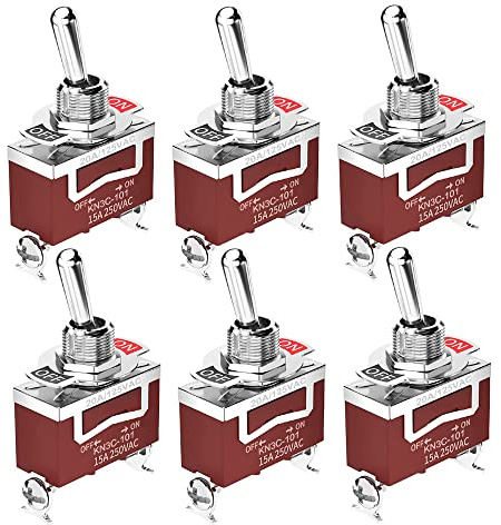 GUUZI 6st Vippströmbrytare 12VDC 15A/24VDC 10A/125VAC 15A/250VAC 10A På/Av 2-Stift 2-läges SPST Omkopplare Bilvippvippströmbrytare