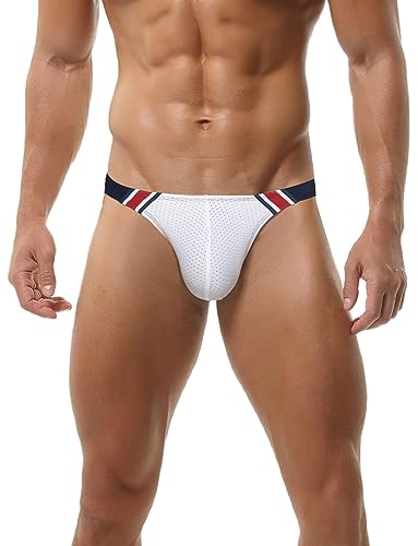 FEOYA Maillot de Bain pour Homme Slip de Bain étroit Sexy Low Rise avec Coussin Amovible pour Sports Nautiques sous-vêtements, Blanc., S