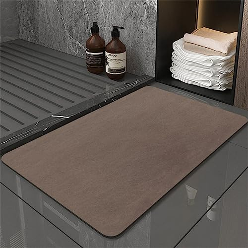 Badematte Rutschfester Badezimmerteppich kleiner, Super Absorbierende Bodenmatte, Schnell Trocknend Badematten, Badteppich Rutschfest Badematte SaugfäHige Badvorleger Badezimmermatte Curry, 60x90cm