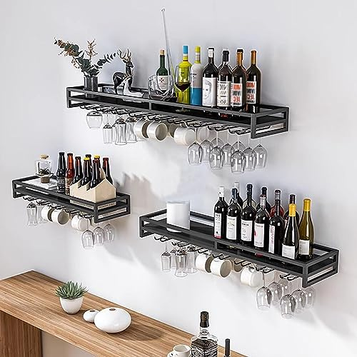 SAGIDAR hylla vinglas förvaring, vinglashållare hängande svart/vit/guld, glasförvaring 60/80/100 cm, reptålig och rostfri, slät yta, inverterad vinglashållare