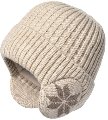 Malaxlx Bonnet d'hiver en Tricot pour Homme Femme avec Cache Oreille Bonnet Hiver Chaud Doublé en Polaire épais Bonnet de Ski
