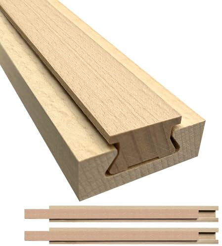 lamxxyoo Wood Drawer Slides Classic Guide Undermount Center Mount Track 17.7 Inches, Wooden Drawer Glides Bottom Rails Replacement Kit (L002-18IN-2P)