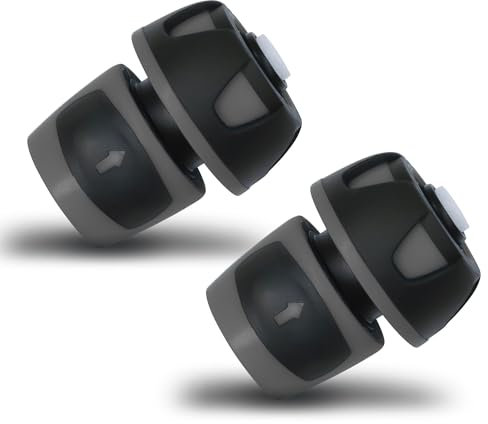 YourCasa 2 x connettori per tubo da giardino – 3/4 pollici (19 mm) con aquastop – Set di 2 raccordi per tubo da giardino, connettore per attacco rapido tubo adattatore (antracite)