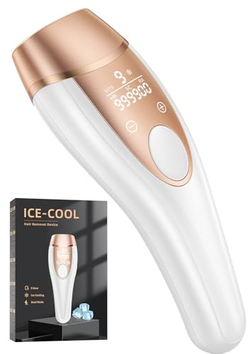 21J Épilateur Lumière Pulsée, IPL Épilateur Laser avec Fonction de Refroidissement, Salon à la Maison,9 Niveaux Laser Epilation pour Femme et Homme, Corps Aisselles, Blanc
