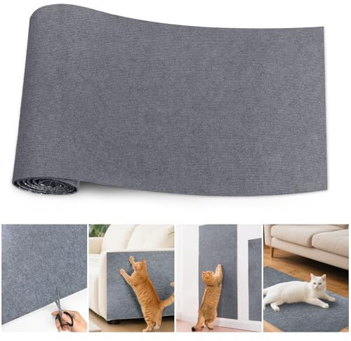Tapis Griffoir Chat Autocollant, Protection Canapé Chat Anti-Griffe, Tapis Grattoir Self-Adhésif, DIY Griffoir Mural et Canapé, Protection Meubles, Kratzmatte pour Protège Les (Gris 200CM)