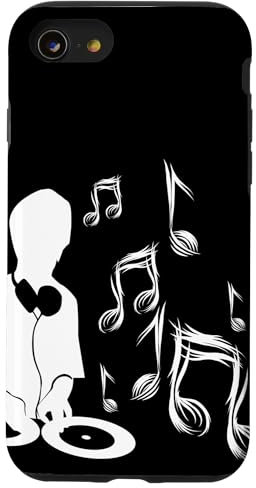 DJ con tocadiscos y partituras, drum and bass, techno Carcasa para iPhone SE (2020) / 7 / 8