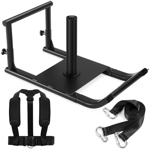 GADFISH Medium-sized Weight Sled, Adjustable Height Workout Fitness Sled for Speed Training, Push and Pull Sleds for Exercise, Suitable for 1 & 2 Weight Plate, Applicable to Multiple Scenarios