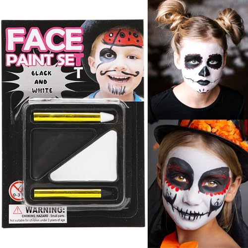 Halloween Special Effects Makeup, Face Paint, Black and White Face Paint, Face Paint Stick, Eye Black Stick, for Halloween, Cosplay, Costume, Theme Parties