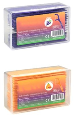 Zahnseide Sticks, Fruchtige Zahnseide, Zahnseide mit Geschmack Zahnseides, Mit Minz-, Orangen-, Trauben- Und Erdbeergeschmack, Zahnzwischenraumreiniger, 30 pcs/box (2box, Orange&Strawberry)