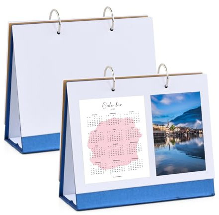 2 Pezzi Calendario Fai Da Te, Calendario Da Blocco Note Bianco, Memo per DIY, Blocco Note Multifunzionale,Libro A Fogli Mobili Vuoto Per La Creazione Di Calendari (Blu)