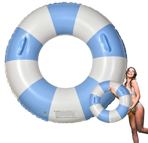 Anelli Galleggianti Per Piscina - PVC Da 31,5 Pollici, Anello Da Nuoto Gonfiabile | Camera D'aria A Righe Con Maniglie, Salvagente Antiribaltamento Per Adulti, Vacanze Estive In Spiaggia, Giochi D'acq