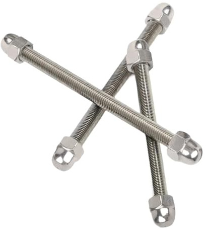 Terminale Filettato A Pressare Aste completamente filettate in acciaio inossidabile 304 Kit di dadi esagonali con viti prigioniere Set a cupola M3 M4 M5 M6 M8(100mm,M6 2pcs (Sets))