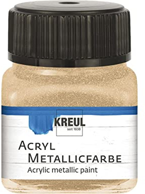 KREUL 77284 - Peinture Acrylique Métallique, 20 ml verre en champagne, peinture acrylique glamour à effet métallique à base d'eau, couvrant comme une crème, séchage rapide et résistant à l'eau