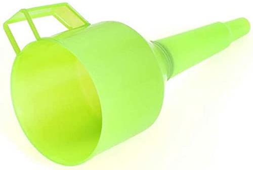 ToM PaR Auto Gerader Trichter I Zum Einfüllen von Kraftstoff, Öl, Benzin, Diesel, Waschflüssigkeit I Aus Kunststoff I Griff zum Halten I Breiter Kopf I Sicherheitsnetz | Schwarz