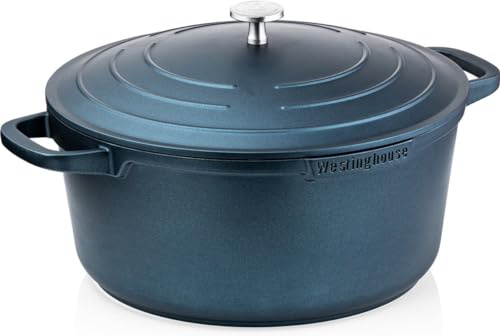Westinghouse PERFORMANCE SERIES Grande casserole de 28 cm pour induction et tous types de plaques de cuisson, grande casserole avec poignée et couvercle, passe au four et au lave-vaisselle Bleu