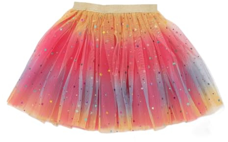 Zundo Tutu Fille Fille Motif Brillant pour Danse Jupe Tulle Jupes de Princesse Arc en Ciel Panneau Extérieur de Gaze Ballet Tutu 3-8 Ans