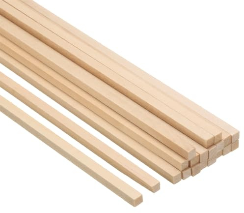 PATIKIL 20 Pezzi Bastoncini in Legno per Steli da 3/16 Pollici Bastoni | in Legno Quadrati da 12 Pollici, Non Finiti, per Fai da Te, e Articoli per l'Artigianato