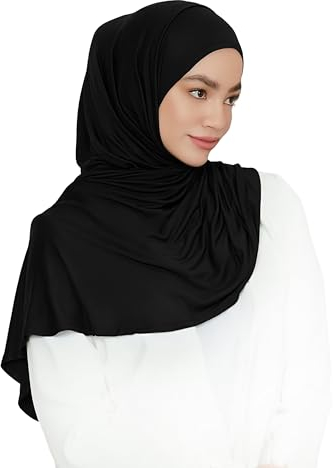 Lina & Lily Damen Instant Hijab Kopftuch Ready-To-Wear Modal Jersey (Schwarz)