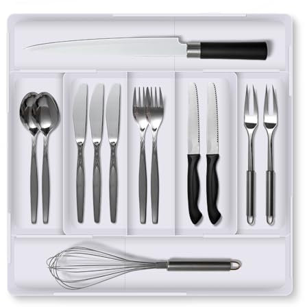 Cynrikah Range-couverts pour tiroir de cuisine, rangement et organisation (blanc)