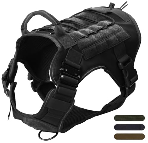 APKOL Harnais Anti-Traction pour Chien - 3 Tailles avec MOLLE Tactique et Boucle Métallique, Respirant Ajustable, Très Résistant
