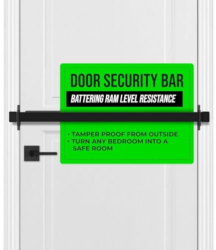 Doorricade Black Door Security Bar - Secure Entire Width of Door - Safe Room - Fits 33-36 - 1950 lbs Resistance - Black Edition