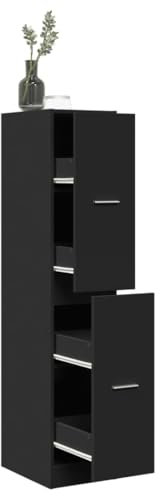 Homgoday Medizinschrank Aus Engineered Wood,Medikamenten Aufbewahrung Mit 4 Schubladen Black 30x41x144,5 cm,Für Medikamente Und Verbandszeug