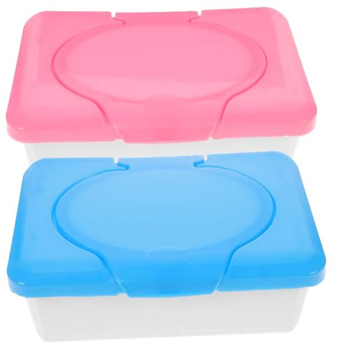 IMIKEYA 2Pcs Environmentally Friendly Wet Tissue Storage Box Reusable Moisturizing Wipes Holder with Secure Buckle Lid for Home Office Car Use