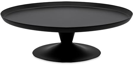 Spetebo Metall Servierständer schwarz mit Fuß - Ø 23 cm - Deko Tischpodest rund - Kerzenteller Dekoteller Servierplatte Etagenständer Ständer für Dekorationen Dessert Obst