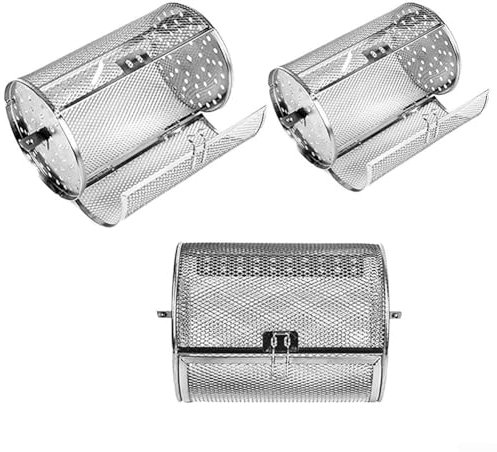 Comoda griglia rotante in acciaio inox per deliziosi snack arrostiti (D: 14 x 14 x 25 cm)