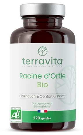 Ortie Bio en Gélules | Rétention d’eau, SOPK, Chute de Cheveux, Prostate | Confort Urinaire et Hormonal | 100% Racines Pures | 120 Gélules de 270 mg | Made in France | Terravita