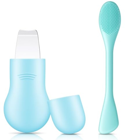 Mitesserentferner Porenreiniger für Nase,Porenreiniger Gesicht Milienmesser Milien Entferner Blackhead Remover Schaber Blackhead Remover Tool Silikonbürste für alle Hauttypen（Blau,Zweiteiliges Set）