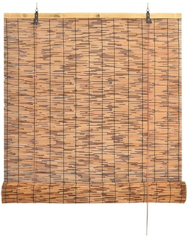 Retro Carbonizada Persiana de Bambú para Ventana y Puerta, Ventilación y Protección Solar Cortina de Caña, Estores de Bambú para Terraza y Jardín(100x230cm/39x91in)