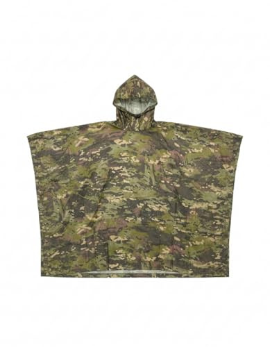 British Army Style Camo Poncho | Waterproof Ripstop Tactical Rain Cape | Lightweight Military Poncho for Camping, Hiking, Bushcraft, Survival & Outdoor Use
