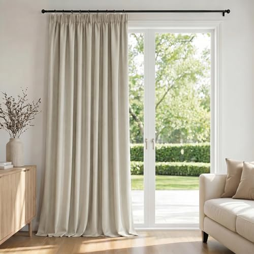 Deconovo Tenda Oscurante per Interni con Fettuccia – 3 Modi di Montaggio, Tessuto Termico Morbido per Camera da Letto e Soggiorno, Certificato OEKO-TEX, 1 Pannello 140x220 cm, Avorio Sabbia