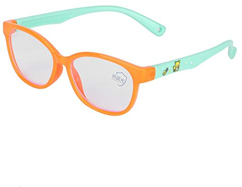 Hidyliu Comfortable Anti Blue Light Glasses for Children Unique Silica Gel Frames Lightweight and Fashionable Design (Orange box-green feet)