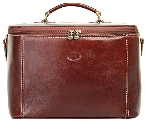 PIKÉ Beauty Case Echt Leder Damen | Made in Italy | eleganter Kosmetikkoffer | Necessaire mit Spiegel | 017605