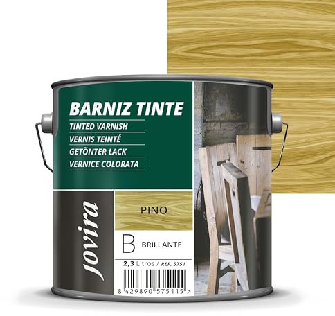 JOVIRA PINTURAS Barniz Brillante Tinte (6 colores). Barniz para madera. Protege, decora y embellece. (2,3 Litros, Pino) D-11