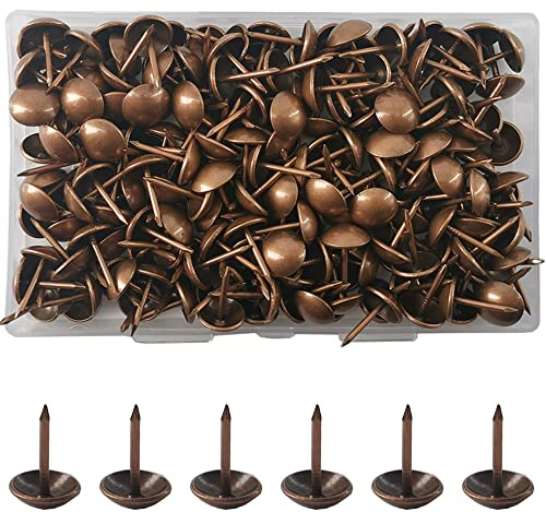 Yosawo 200 Stück Polsternägel Rundkopfnägel Thumbtacks Kopfnägel Möbel Nägel Vintage für Sessel, Möbel, Bett, Dekornagel (Rote Bronze)