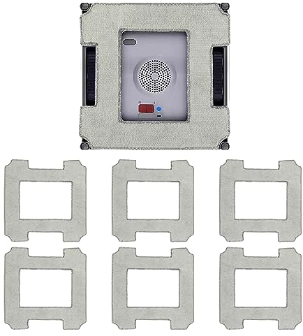 Naapesi 6 Stück Reinigungstücher für Ecovacs Winbot W1/W1 PRO - Hochwertige Mikrofaser Ersatzpads, Grau, 26 x 26 cm