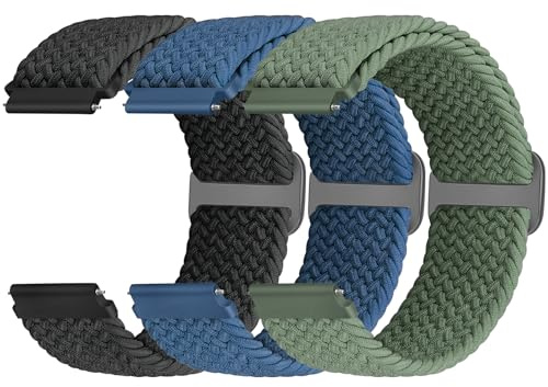 22mm Braided Strap Quick Release Compatible with Samsung Galaxy Watch 3 45mm/Garmin Venu 4 45mm/3 45mm/Venu 2/Vivoactive 4/Forerunner 570(47mm)/255/265/Amazfit Helio/Bip 6/5/Balance 2 for Women Men