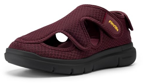 FitVille Extra Weite Sandalen Damen Diabetiker Schuhe Sommer Walking Schuhe Senioren Orthopädische Hausschuhe mit Klettverschluss für Geschwollen Füße,WeinRot,39.5 EU,Weit