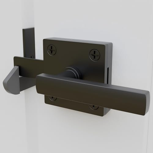 SANKINS Loquet de portail double face noir robuste pour clôture en bois, loquet de portail autobloquant en aluminium pour clôture extérieure, loquet de porte battante, noir