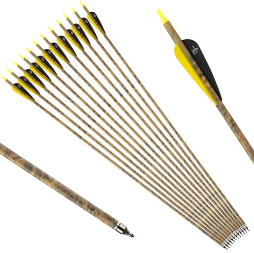 S F Bogenschießen Erwachsene Pfeile für bogenschießen Carbonpfeile，Geeignet für compoundbogen Recurvebogen Langbogen-12 Stück （30 Zoll）