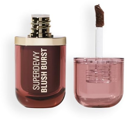 Revolution Superdewy Liquid Blush Burst - Blush liquido coprente buildable per guance, formula siero con peptidi e acido ialuronico, Vegan - Rose All Day Dusty Pink - 4,2 ml