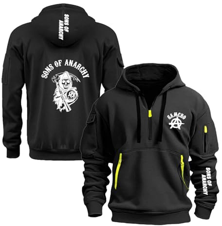 WDGYZZXJ Felpa con Cappuccio Larga da Uomo per A.na.rc.h.y S.on.s. Maniche Lunghe Giacca Cappotto Primaverile-HeiSe||x_l