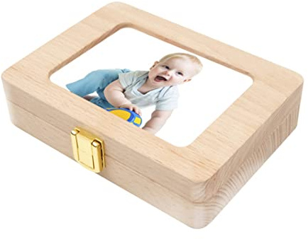 NIDONE Baby tandminnessakslåda, tandsamlingslåda med fotoram, mjölktänder spara organisatör, minnesförvaring souvenirfodral