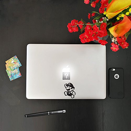 kamiustore Adesivo per MacBook Notebook Pc Portatile Modello Super Mario Replica Sticker in Vinile prespaziato (Bianco)