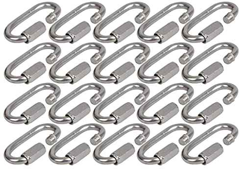 20er Pack Schraubglied Kettenschnellverschluß Kettennotglied Karabiner mit Schraubverschluss 6mm